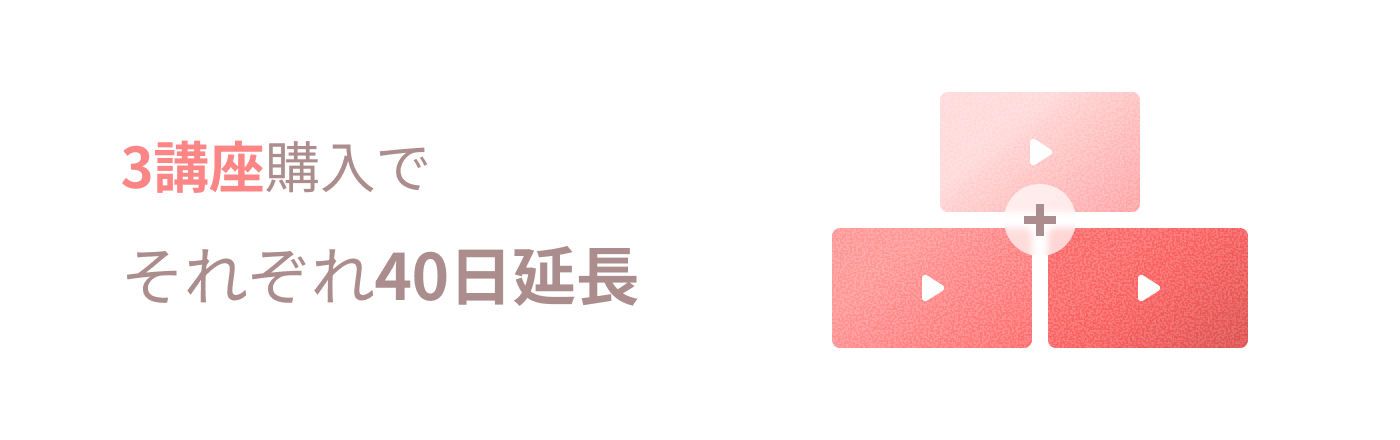 3講座購入でそれぞれ40日延長