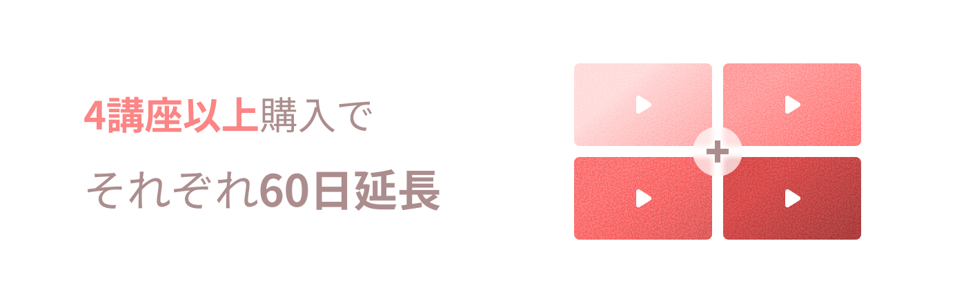 4講座以上購入でそれぞれ60日延長